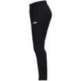 JAKO Trainingsbroek One 8400D voor dames in zwart, sportieve broek met ribgebreide inzetstukken bij de kuiten, ritssluiting bij de pijpen en zijzakken, ideaal voor training, warming-up en dagelijks gebruik. JAKO Teamline One
