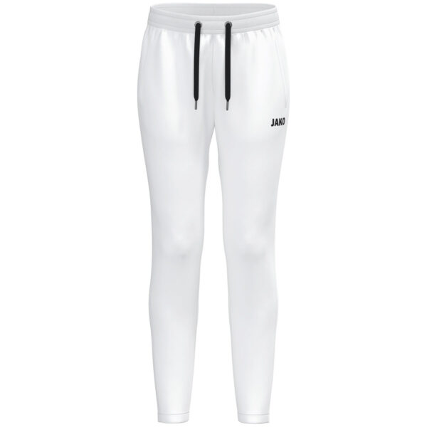JAKO Joggingbroek One Cotton 8401D Dames in wit, zachte en ademende katoenen broek met elastische tailleband en zijzakken, perfect voor sport, ontspanning en dagelijks gebruik. JAKO Teamline One