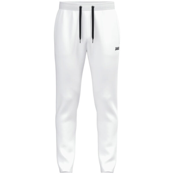 8401_000 JAKO Joggingbroek One Cotton 8401 in wit, zachte en ademende katoenen joggingbroek met elastische tailleband en zijzakken, ideaal voor sport, ontspanning en dagelijks gebruik. JAKO Teamline One