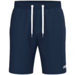 JAKO Joggingshort One Cotton 8501 in marine, comfortabele katoenen short met elastische tailleband en steekzakken, ideaal voor sport, training en casual gebruik. JAKO Teamline One