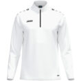 JAKO Ziptop One 8600 in wit, sportieve ziptop van gerecycled polyester met zachte microfleece binnenkant, ideaal voor training, warming-up en vrije tijd. JAKO Teamline One