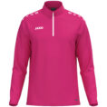 JAKO Ziptop One 8600 in deep pink, sportieve ziptop van gerecycled polyester met zachte microfleece binnenkant, ideaal voor training, warming-up en vrije tijd. JAKO Teamline One