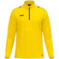 JAKO Ziptop One 8600 in geel, sportieve ziptop van gerecycled polyester met zachte microfleece binnenkant, ideaal voor training, warming-up en vrije tijd. JAKO Teamline One