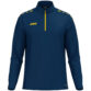 JAKO Ziptop One 8600 in navy/geel, sportieve ziptop van gerecycled polyester met zachte microfleece binnenkant, ideaal voor training, warming-up en vrije tijd. JAKO Teamline One