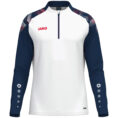 JAKO Ziptop Sonic 8626 in wit/marine/rood, sportieve ziptop van gerecycled polyester met zachte microfleece binnenkant, ideaal voor training, warming-up en vrije tijd. JAKO Teamline Sonic