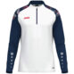JAKO Ziptop Sonic 8626 in wit/marine/rood, sportieve ziptop van gerecycled polyester met zachte microfleece binnenkant, ideaal voor training, warming-up en vrije tijd. JAKO Teamline Sonic