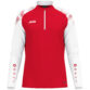 JAKO Ziptop Sonic 8626 in rood/wit, sportieve ziptop van gerecycled polyester met zachte microfleece binnenkant, ideaal voor training, warming-up en vrije tijd. JAKO Teamline Sonic