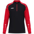 JAKO Ziptop Sonic 8626 in zwart/rood, sportieve ziptop van gerecycled polyester met zachte microfleece binnenkant, ideaal voor training, warming-up en vrije tijd. JAKO Teamline Sonic