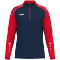 JAKO Ziptop Sonic 8626 in marine/rood, sportieve ziptop van gerecycled polyester met zachte microfleece binnenkant, ideaal voor training, warming-up en vrije tijd. JAKO Teamline Sonic