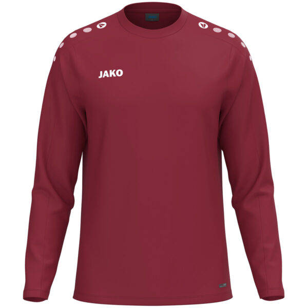 8800_155 JAKO Sweater One 8800 in bordeaux, sportieve sweater van gerecycled polyester met zachte microfleece binnenkant, ideaal voor training, warming-up en dagelijks gebruik. JAKO Teamline One