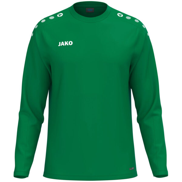 8800_200 JAKO Sweater One 8800 in Sportgroen, sportieve sweater van gerecycled polyester met zachte microfleece binnenkant, ideaal voor training, warming-up en dagelijks gebruik. JAKO Teamline One