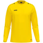 JAKO Sweater One 8800 in geel, sportieve sweater van gerecycled polyester met zachte microfleece binnenkant, ideaal voor training, warming-up en dagelijks gebruik. JAKO Teamline One