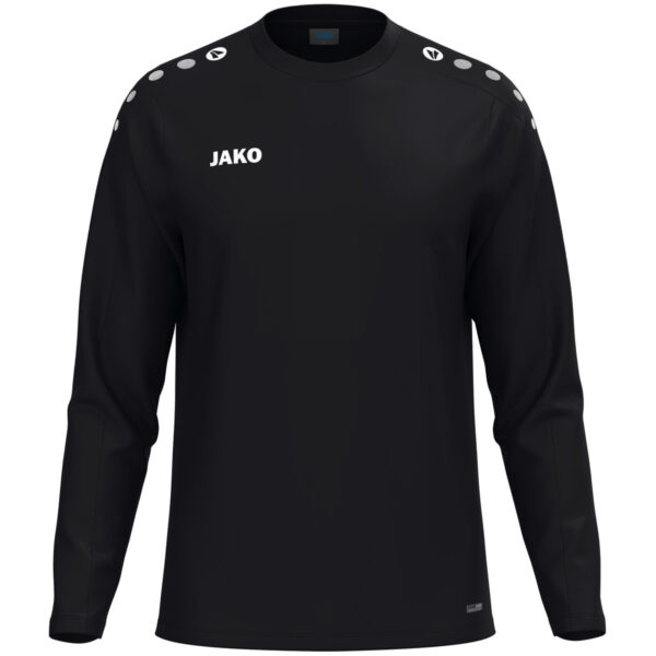 8800_800 JAKO Sweater One 8800 in Zwart, sportieve sweater van gerecycled polyester met zachte microfleece binnenkant, ideaal voor training, warming-up en dagelijks gebruik. JAKO Teamline One