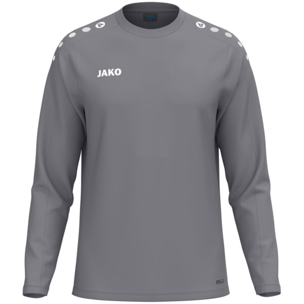 8800_825 JAKO Sweater One 8800 in Grijs, sportieve sweater van gerecycled polyester met zachte microfleece binnenkant, ideaal voor training, warming-up en dagelijks gebruik. JAKO Teamline One
