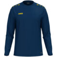 JAKO Sweater One 8800 in Navy/Geel, sportieve sweater van gerecycled polyester met zachte microfleece binnenkant, ideaal voor training, warming-up en dagelijks gebruik. JAKO Teamline One