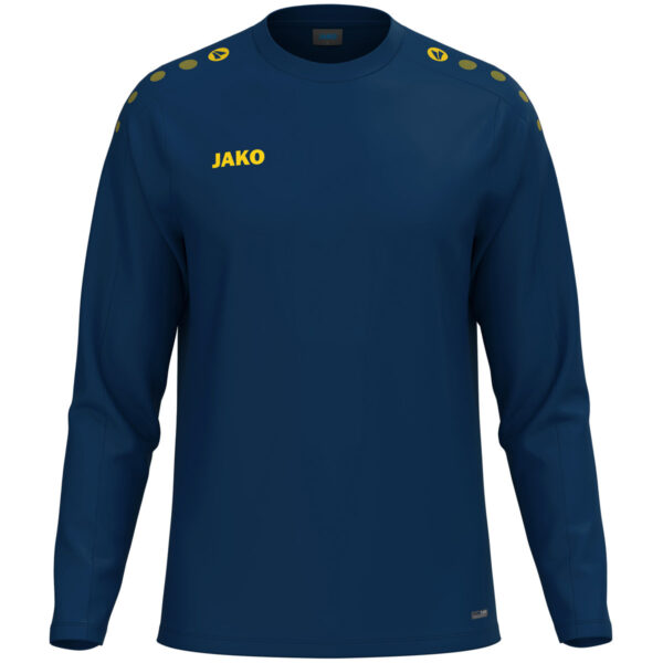 8800_941 JAKO Sweater One 8800 in Navy/Geel, sportieve sweater van gerecycled polyester met zachte microfleece binnenkant, ideaal voor training, warming-up en dagelijks gebruik. JAKO Teamline One