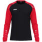 JAKO Longsleeve Sonic 8826 in zwart/rood, sportieve longsleeve van gerecycled polyester met printschouderinzet, ademend en slijtvast, ideaal voor training, warming-up en dagelijks gebruik. JAKO Teamline Sonic