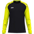 JAKO Longsleeve Sonic 8826 in zwart/geel, sportieve longsleeve van gerecycled polyester met printschouderinzet, ademend en slijtvast, ideaal voor training, warming-up en dagelijks gebruik. JAKO Teamline Sonic