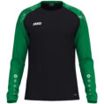 JAKO Longsleeve Sonic 8826 in zwart/sportgroen, sportieve longsleeve van gerecycled polyester met printschouderinzet, ademend en slijtvast, ideaal voor training, warming-up en dagelijks gebruik. JAKO Teamline Sonic