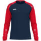 JAKO Longsleeve Sonic 8826 in marine/rood, sportieve longsleeve van gerecycled polyester met printschouderinzet, ademend en slijtvast, ideaal voor training, warming-up en dagelijks gebruik. JAKO Teamline Sonic