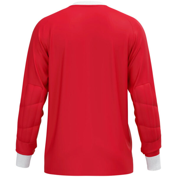 8900_100_P01 JAKO Keepershirt One 8900 in rood, sportief keepersshirt van gerecycled polyester, licht, ademend en slijtvast, met contrasterende ribkraag en mouwuiteinden, perfect voor training en wedstrijden. JAKO Teamline One. JAKO Keeperskleding