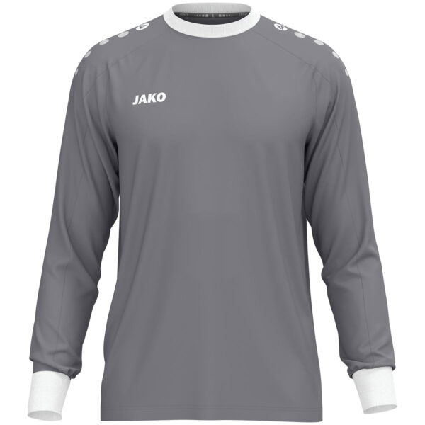 8900_825 JAKO Keepershirt One 8900 in Grijs, sportief keepersshirt van gerecycled polyester, licht, ademend en slijtvast, met contrasterende ribkraag en mouwuiteinden, perfect voor training en wedstrijden. JAKO Teamline One. JAKO Keeperskleding