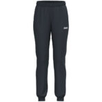 JAKO Polyesterbroek One Dames 9200D in antraciet, sportieve en functionele broek van gerecycled polyester voor dames, met ritssluiting aan de pijpen en praktische zijzakken, ideaal voor training en vrije tijd. JAKO Teamline One
