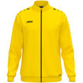 JAKO Polyestervest One 9300 in geel, sportieve en functionele polyesterjas van gerecycled materiaal, met ribboorden en zijzakken, ideaal voor training, vrije tijd en dagelijks gebruik. JAKO Teamline One