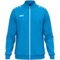 JAKO Polyestervest One 9300 in JAKO Blauw, sportieve en functionele polyesterjas van gerecycled materiaal, met ribboorden en zijzakken, ideaal voor training, vrije tijd en dagelijks gebruik. JAKO Teamline One