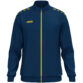 JAKO Polyestervest One 9300 in Navy/Geel, sportieve en functionele polyesterjas van gerecycled materiaal, met ribboorden en zijzakken, ideaal voor training, vrije tijd en dagelijks gebruik. JAKO Teamline One