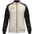 JAKO Polyestervest Sonic 9326 in Off White/Zwart, modern en functioneel polyesterjack met schouderprint en JAKO-stippen, duurzaam, ademend en ideaal voor training, vrije tijd en sportieve activiteiten. JAKO Teamline Sonic