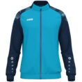 JAKO Polyestervest Sonic 9326 in aqua/marine, modern en functioneel polyesterjack met schouderprint en JAKO-stippen, duurzaam, ademend en ideaal voor training, vrije tijd en sportieve activiteiten. JAKO Teamline Sonic