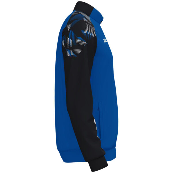 9326_408_P03 JAKO Polyestervest Sonic 9326 in royal/zwart, modern en functioneel polyesterjack met schouderprint en JAKO-stippen, duurzaam, ademend en ideaal voor training, vrije tijd en sportieve activiteiten. JAKO Teamline Sonic