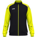 JAKO Polyestervest Sonic 9326 in zwart/geel, modern en functioneel polyesterjack met schouderprint en JAKO-stippen, duurzaam, ademend en ideaal voor training, vrije tijd en sportieve activiteiten. JAKO Teamline Sonic