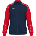 JAKO Polyestervest Sonic 9326 in marine/rood, modern en functioneel polyesterjack met schouderprint en JAKO-stippen, duurzaam, ademend en ideaal voor training, vrije tijd en sportieve activiteiten. JAKO Teamline Sonic