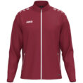 JAKO Vrijetijdsvest One 9800 in bordeaux, modern en sportief vrijetijdsjack van 100% gerecycled polyester, ademend, duurzaam en ideaal voor dagelijks gebruik, reizen en actieve ontspanning. JAKO Teamline One